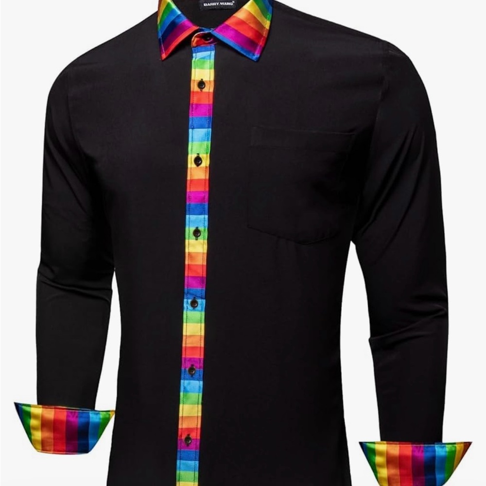 💜🩷💛🖤 (MEN Collared Shirt)💜💛🩷🖤 - Picture 2 of 5